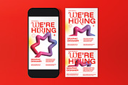 White Red We're Hiring Flyer Set, a Flyer Template by graphicook (Thumbnail 3 of 3)