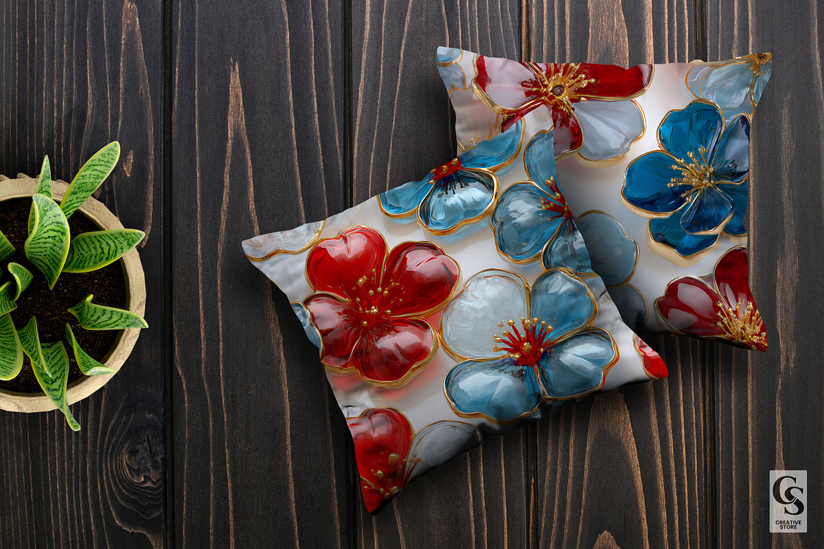 3D American Glass Flowers Patterns, a Pattern Graphic by Creative Store (Photo 3 of 5)