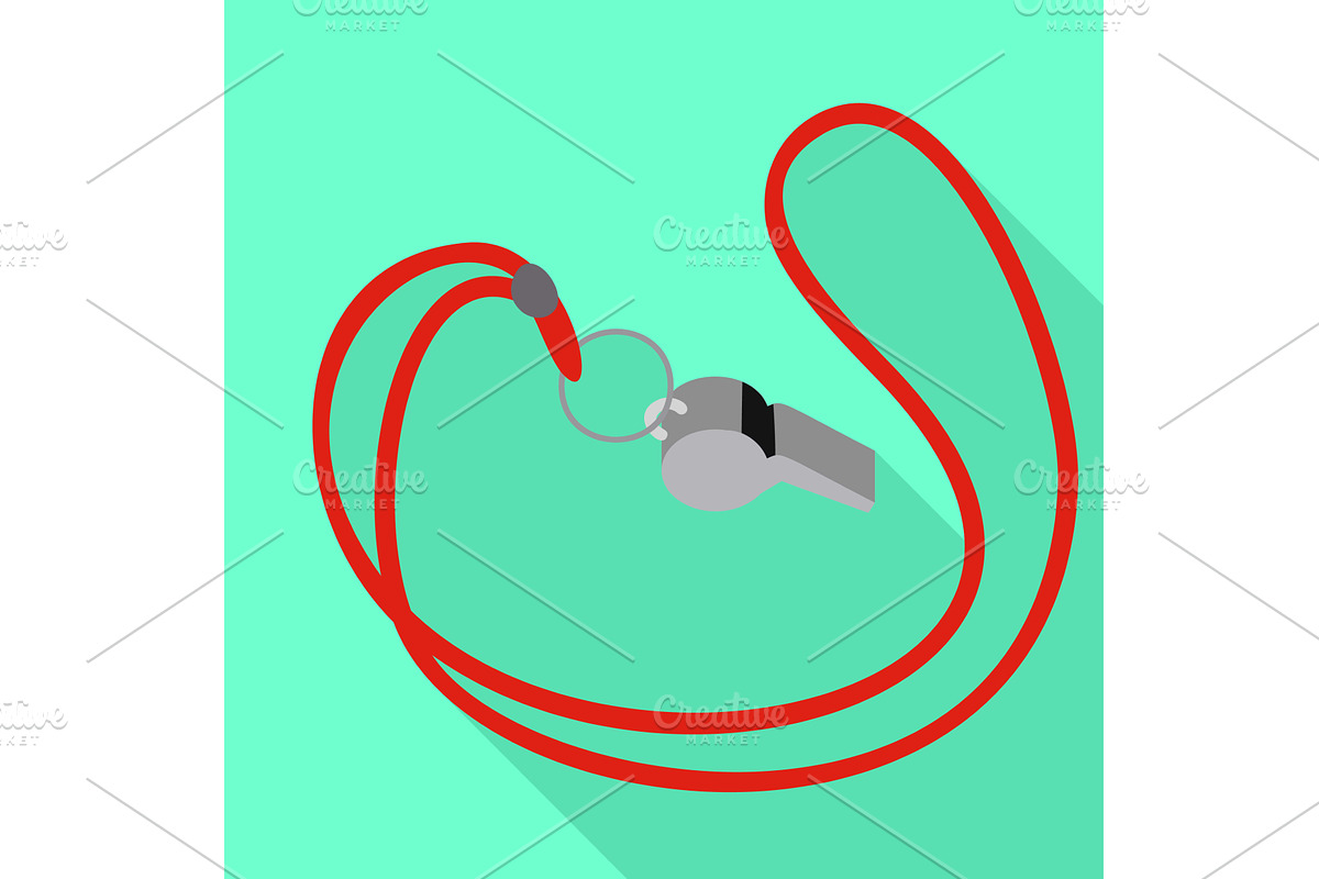 Sport whistle icon, flat style, an Object Illustration by Ylivdesign