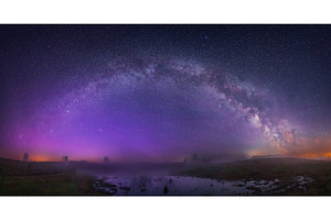 Night landscape panorama with Milky, a Nature Photo by Lukas Jonaitis SHOP