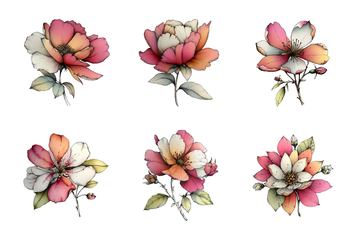 Whimsical Summer Flower Clipart, a Transportation Illustration by SinaCreation (Photo 2 of 7)