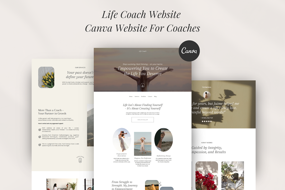 Life Coach Canva Website Template, a Landing Page Template by GlamWebDesigns (Photo 1 of 8)