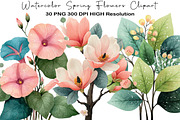 Watercolor Spring Flowers Clipart, an Illustration by Black Bird Studio (Thumbnail 1 of 5)