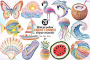 Watercolor Crochet Summer Clipart, an Illustration by Canvas Craft (Thumbnail 1 of 3)