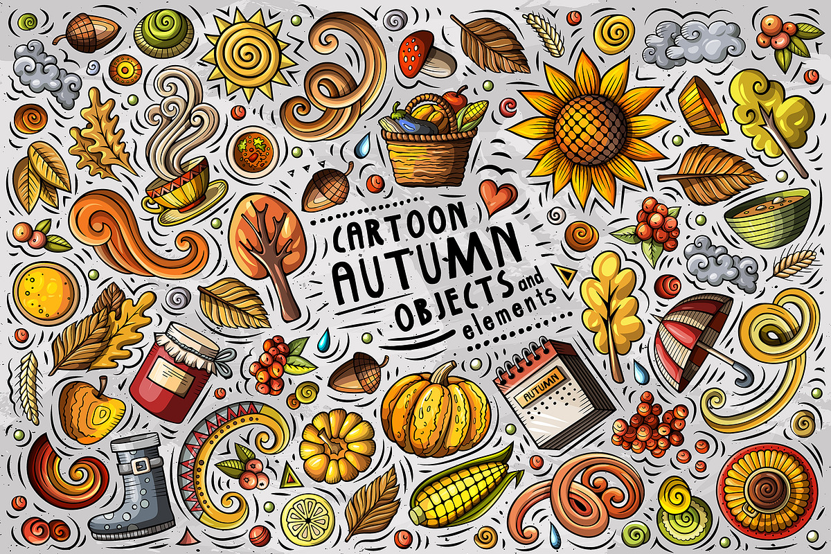 Autumn Cartoon Doodle Big Pack, a Decorative Illustration by BALABOLKA (Photo 2 of 10)