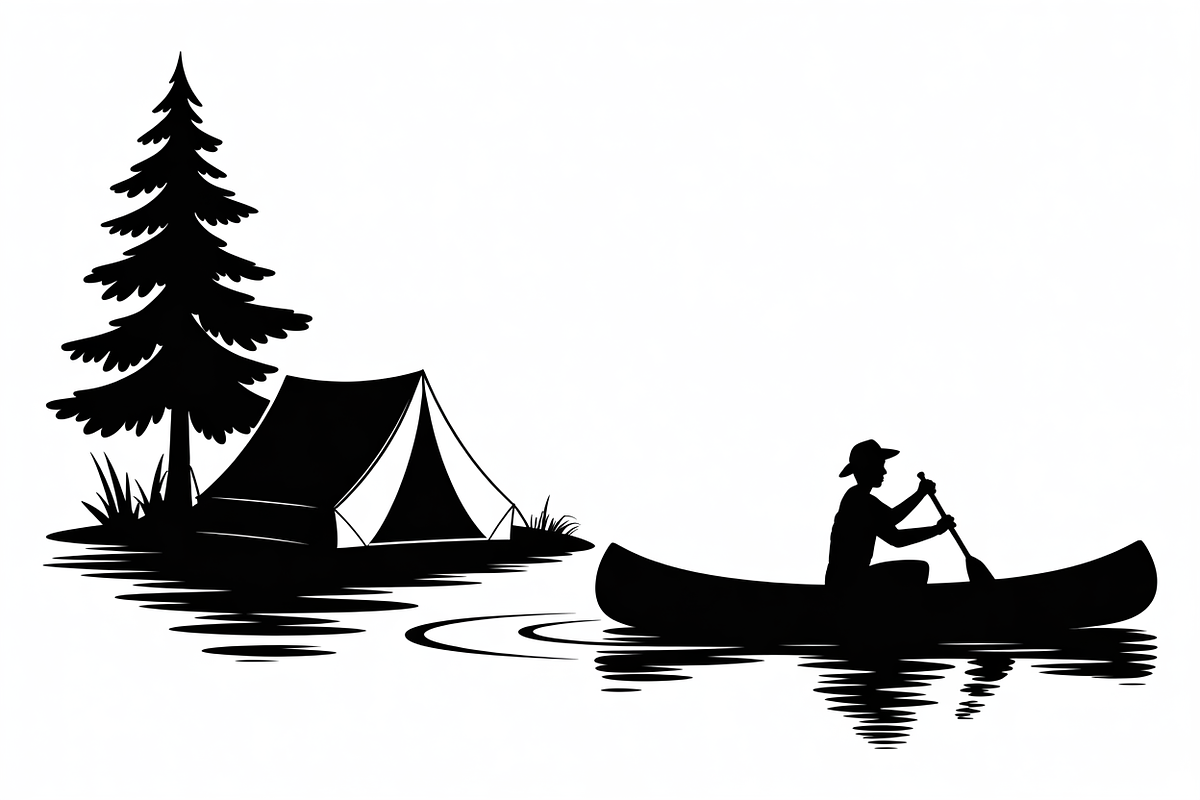 camping and canoe lake vector, an Illustration by Amazin_art (Photo 11 of 17)