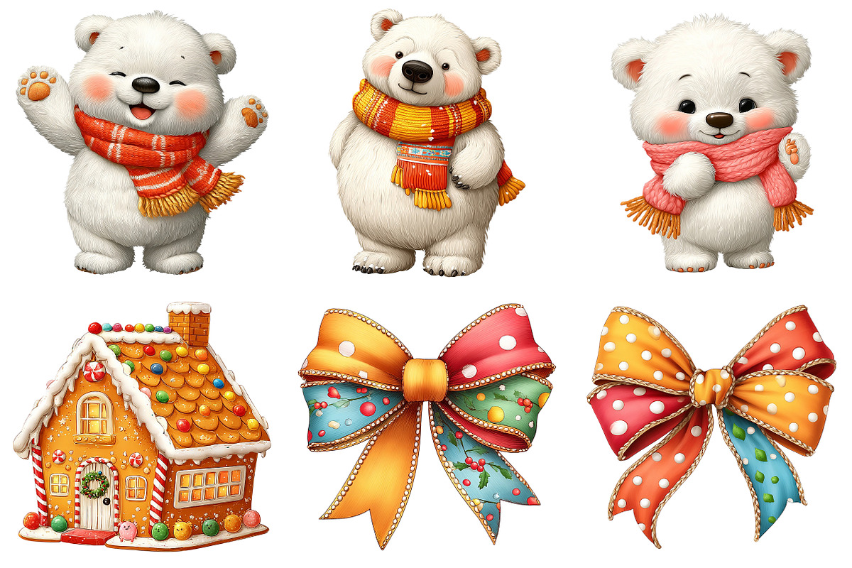 Retro Pastel Christmas Clipart, an Illustration by Craft Nest (Photo 8 of 10)