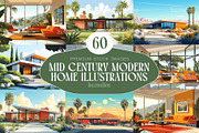 60 Mid Century House Illustrations, a Decorative Illustration by Incomelion (Thumbnail 1 of 13)