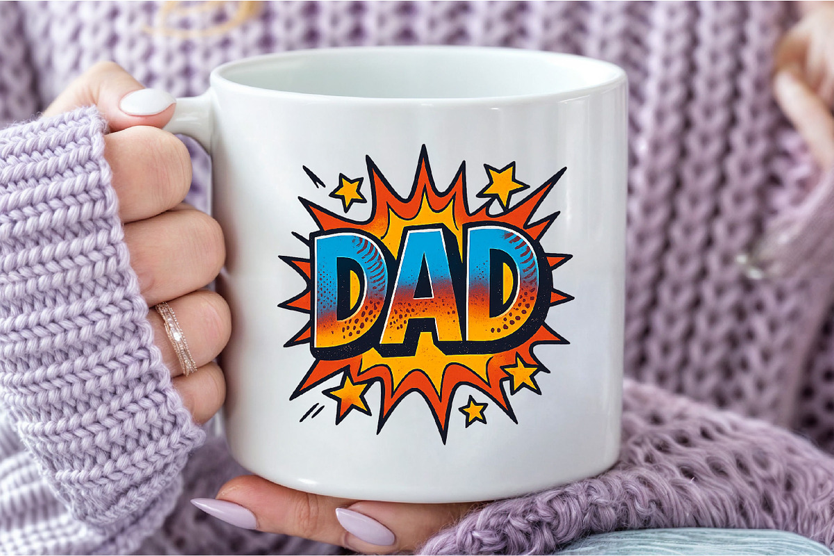 DAD Comic Style Sublimation PNG8, an Illustration by DreamCafeArt (Photo 6 of 7)