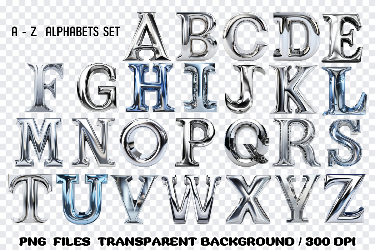 Silver Metal Alphabets Clipart, an Illustration by SindyPrintDesign (Photo 3 of 3)