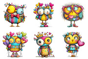 Whimsical Valentine Owl Clipart, an Illustration by designcity5 (Thumbnail 4 of 5)