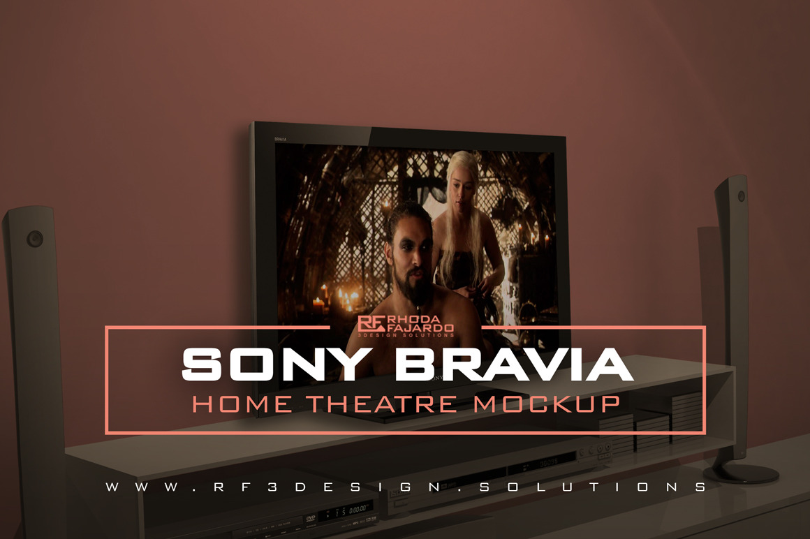 Sony Bravia Home Theatre Mockup by Rhoda Lou Fajardo  Creative Market