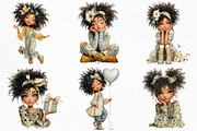 Whimsical Black Afro Girl Clipart, an Illustration by Craft Nest (Thumbnail 4 of 11)