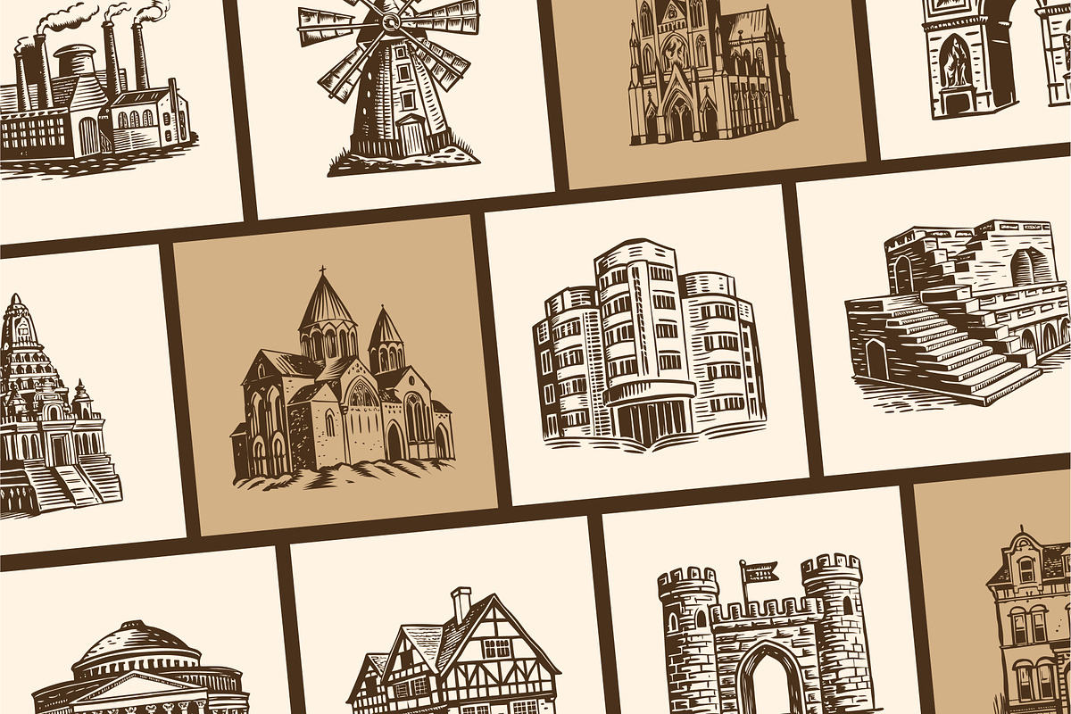 Vintage Building Illustration Set, a Decorative Illustration by Creative Stall (Photo 5 of 10)