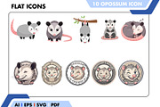 Cute Opossum Illustration & Mascot, a Solid Icon by Fontmine Studio (Thumbnail 1 of 3)