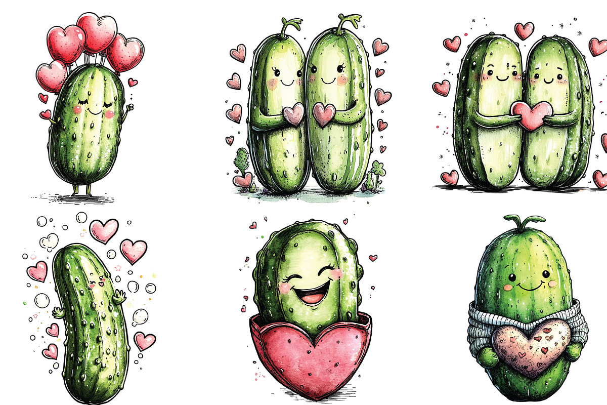 Whimsical Funny Pickle Valentine PNG, an Illustration by CraftArtStudio (Photo 5 of 5)