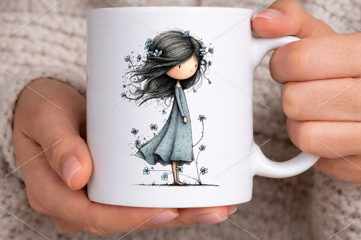 Whimsical Flower Girl Clipart Bundle, an Illustration by Canvas Craft (Photo 5 of 7)
