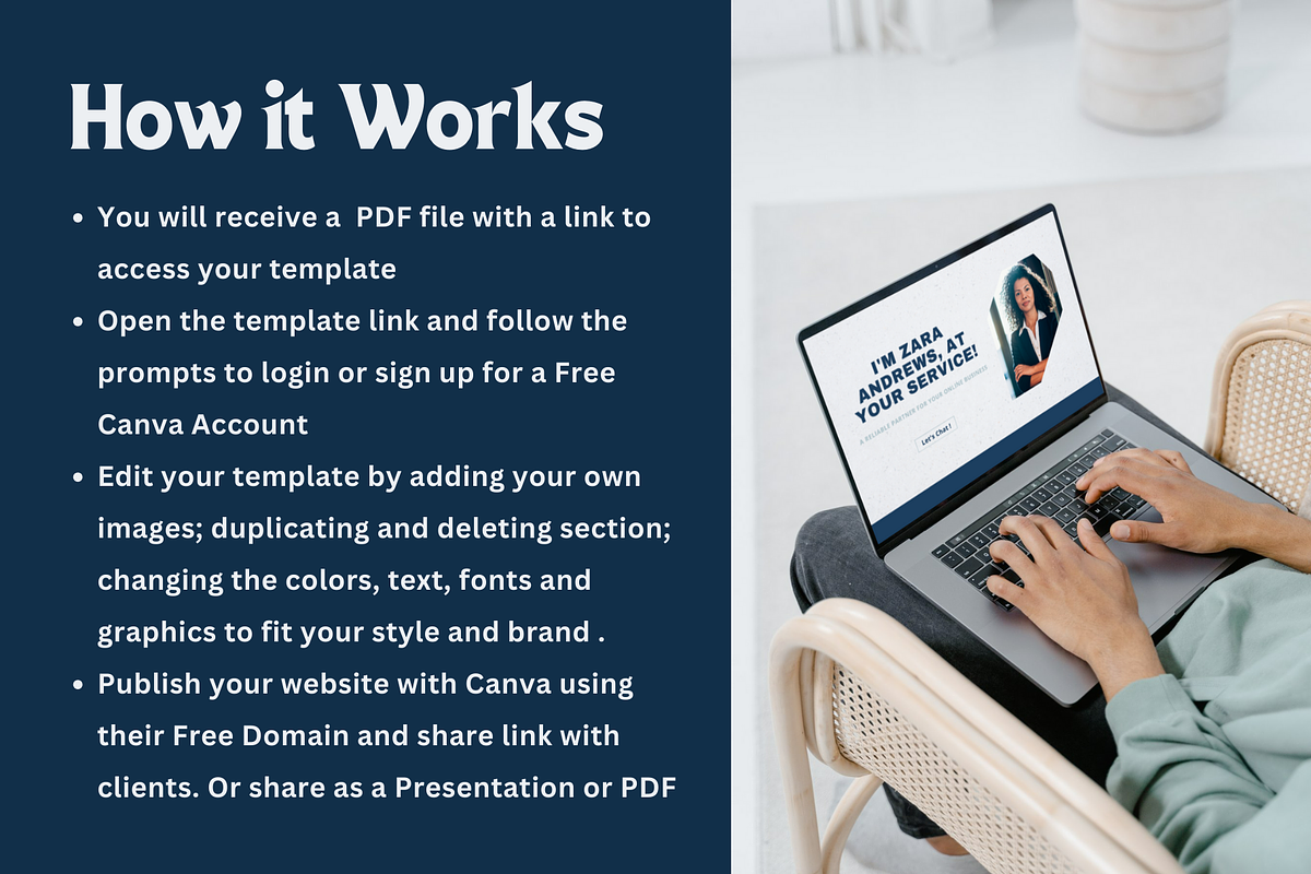 VA Portfolio Website Template Canva, a Landing Page Template by The Chaos Project (Photo 7 of 7)