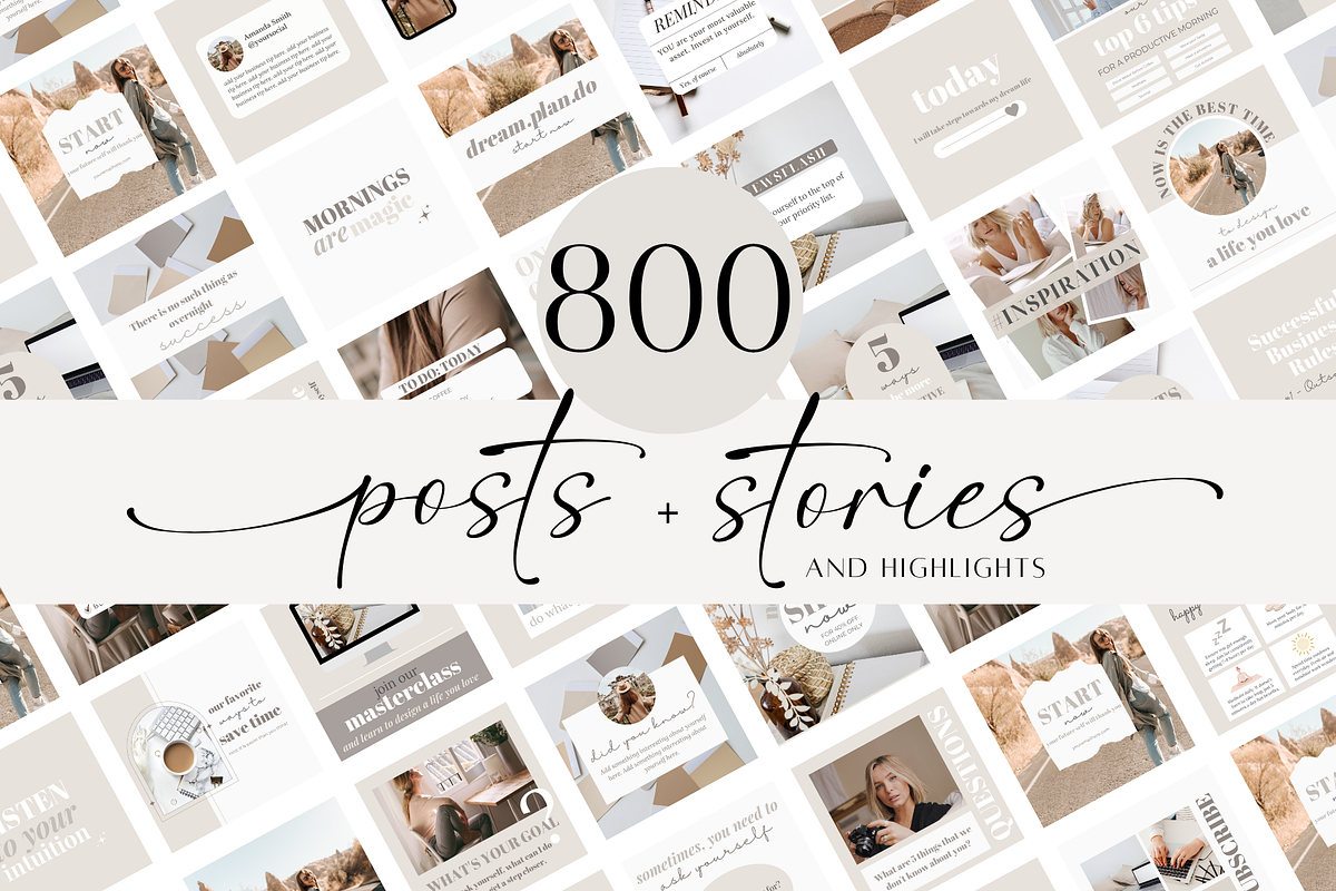 800 Instagram Canva Templates, a Social Media Template by Oh So Social Boutique (Photo 1 of 6)