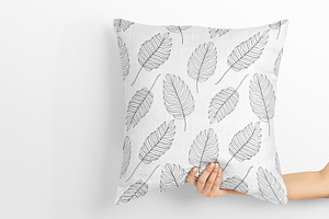 Line Art Tropical Leaves Clipart.