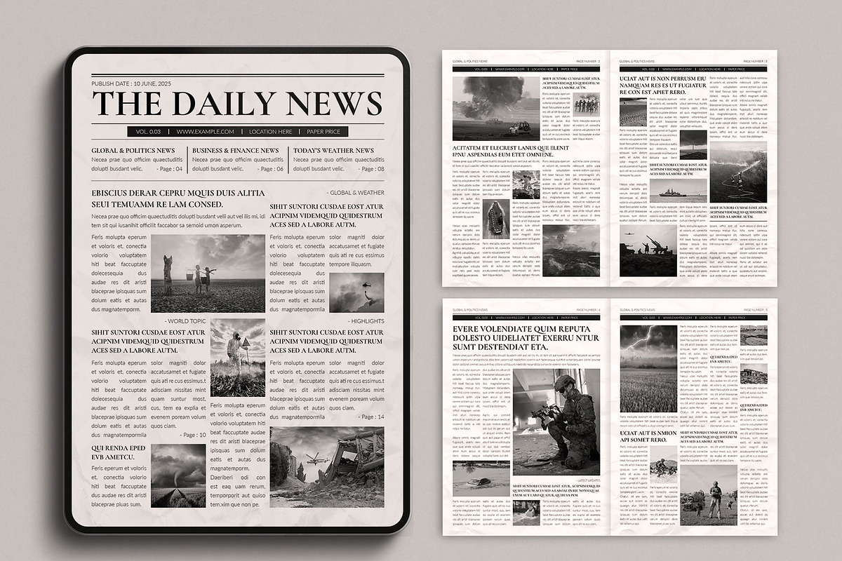 Digital Newspaper Template Design, a Brochure Template by TemplatesForest (Photo 1 of 2)