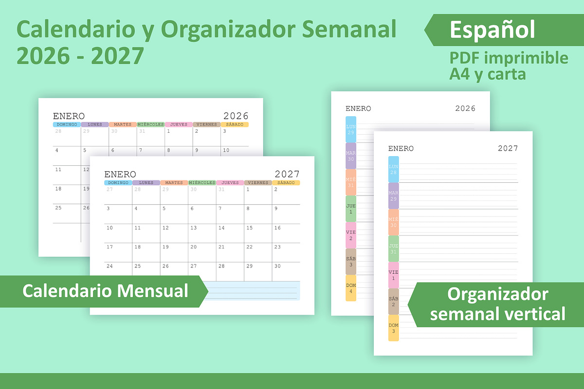 Calendario y Organizador 2026-2027., a Stationery Template by Padrinan (Photo 2 of 4)