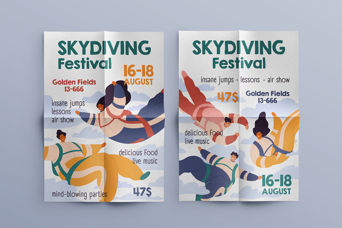 People skydiving. Free fall concept, a Person Illustration by Good Studio (Photo 3 of 3)