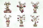 Whimsical Christmas Reindeer Clipart, an Illustration by Creative Art (Thumbnail 2 of 13)