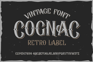 Vector Vintage Label Font. Cognac