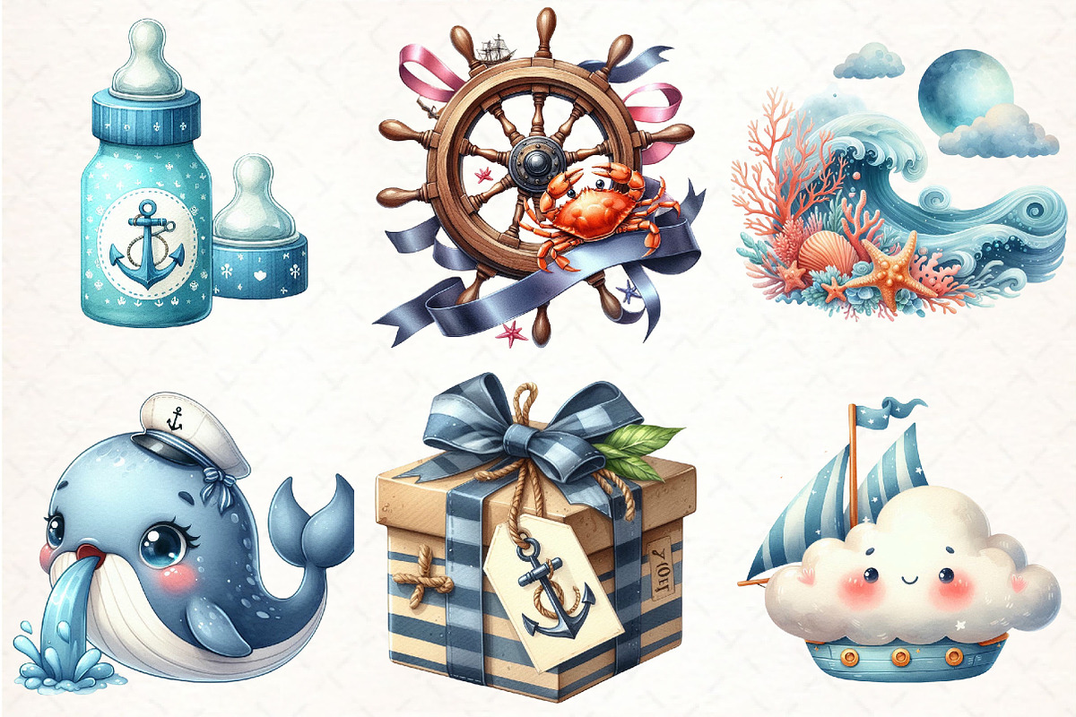 Sailor Clipart, Baby Nautical PNG, an Illustration by Pixels.Craft (Photo 2 of 7)
