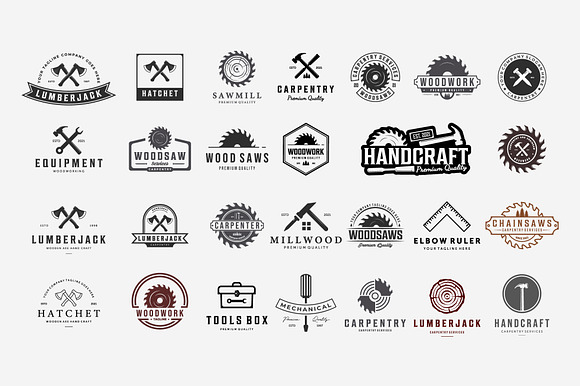 Set Bundle Carpentry Logo Vintage preview 2