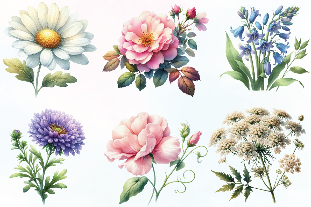 Watercolor Wildflowers Clipart, an Illustration by CraftArtStudio (Photo 2 of 6)