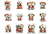 Quirky Valentine Cats Couple PNG, an Illustration by Designking (Thumbnail 2 of 5)