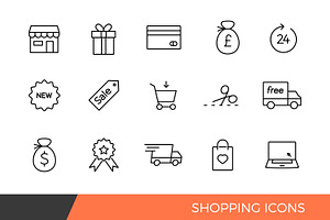 Linear Shopping e-commerce Icons