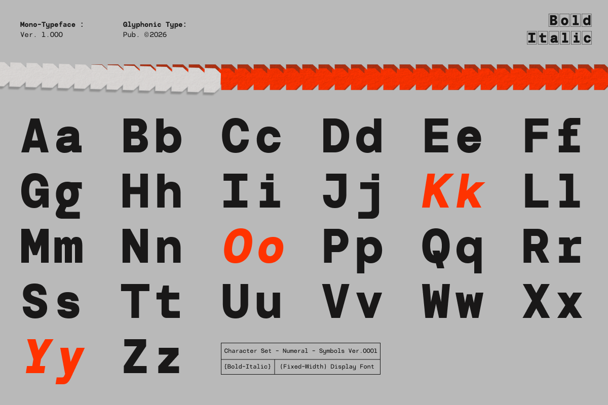 GC Monoglitch - Modern Monospace, a Sans Serif Font by Glyphonic (Photo 2 of 16)