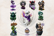 Funny Halloween Clipart PNG Set, a Seasonal Illustration by ThatsDesignArt (Thumbnail 10 of 16)