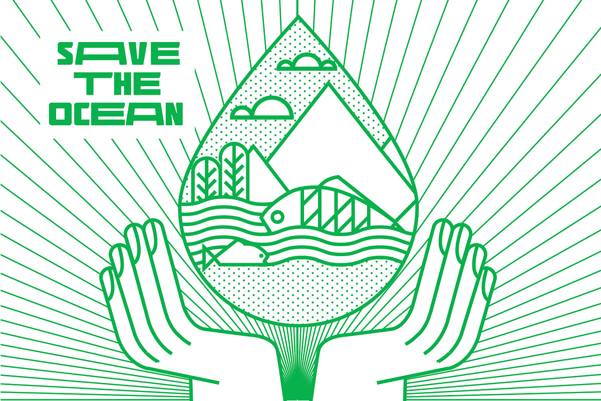 Save the ocean, recycle now, an Illustration by Nanano