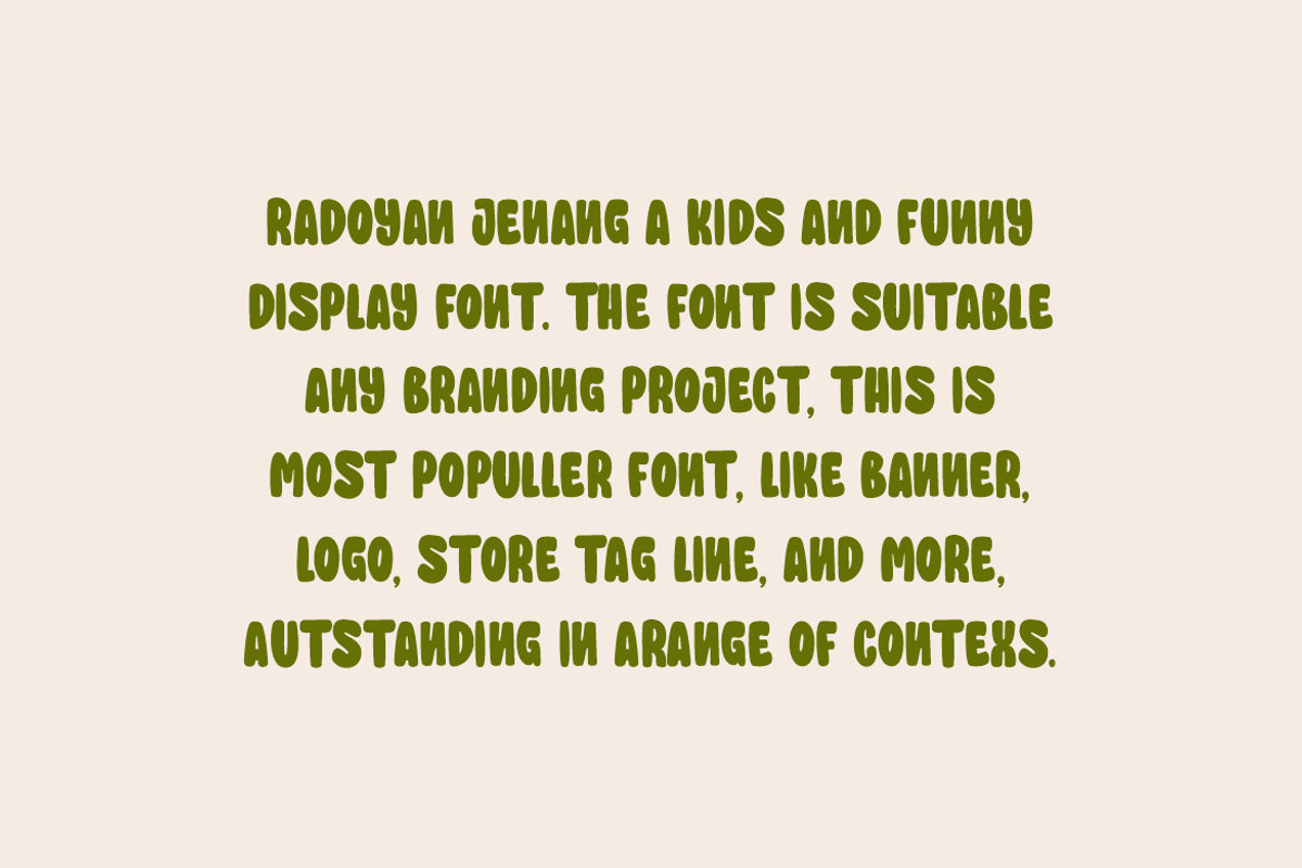 Radoyan Jenang - Kids Font, a Sans Serif Font by Iqsiart Studio (Photo 2 of 6)