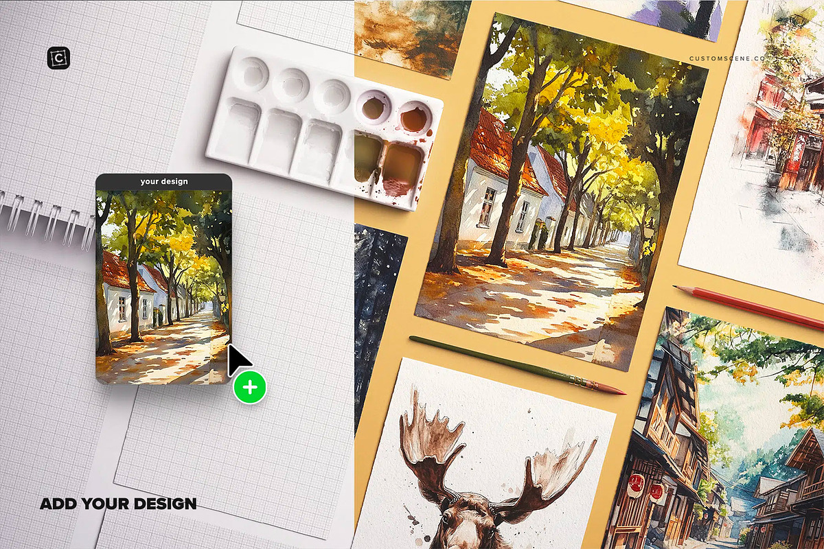 Watercolor Paper Mockup Layout, a Product Mockup by Custom Scene (Photo 5 of 10)