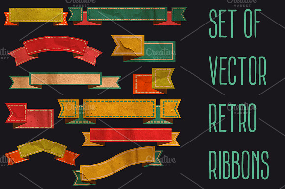 Set Of Vector Retro Ribbons