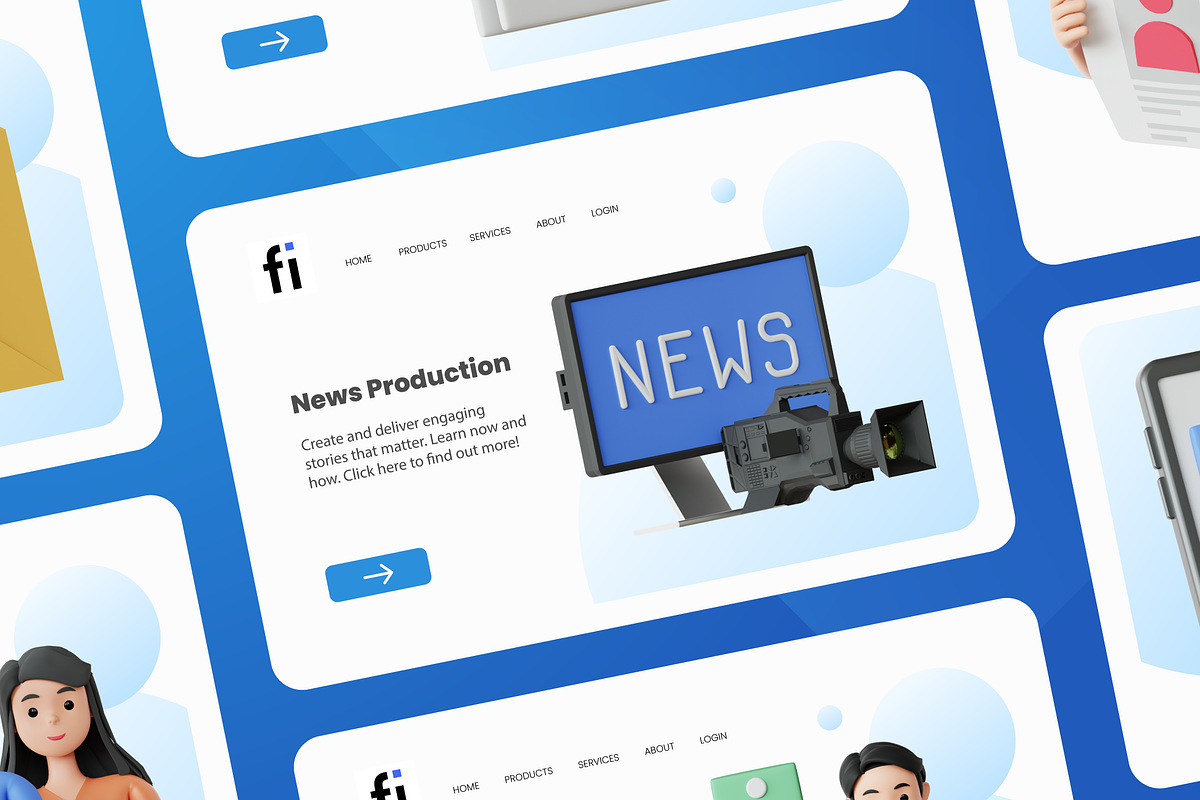 3D News Illustration, a Scene 3D Model by Flat Icons (Photo 6 of 8)