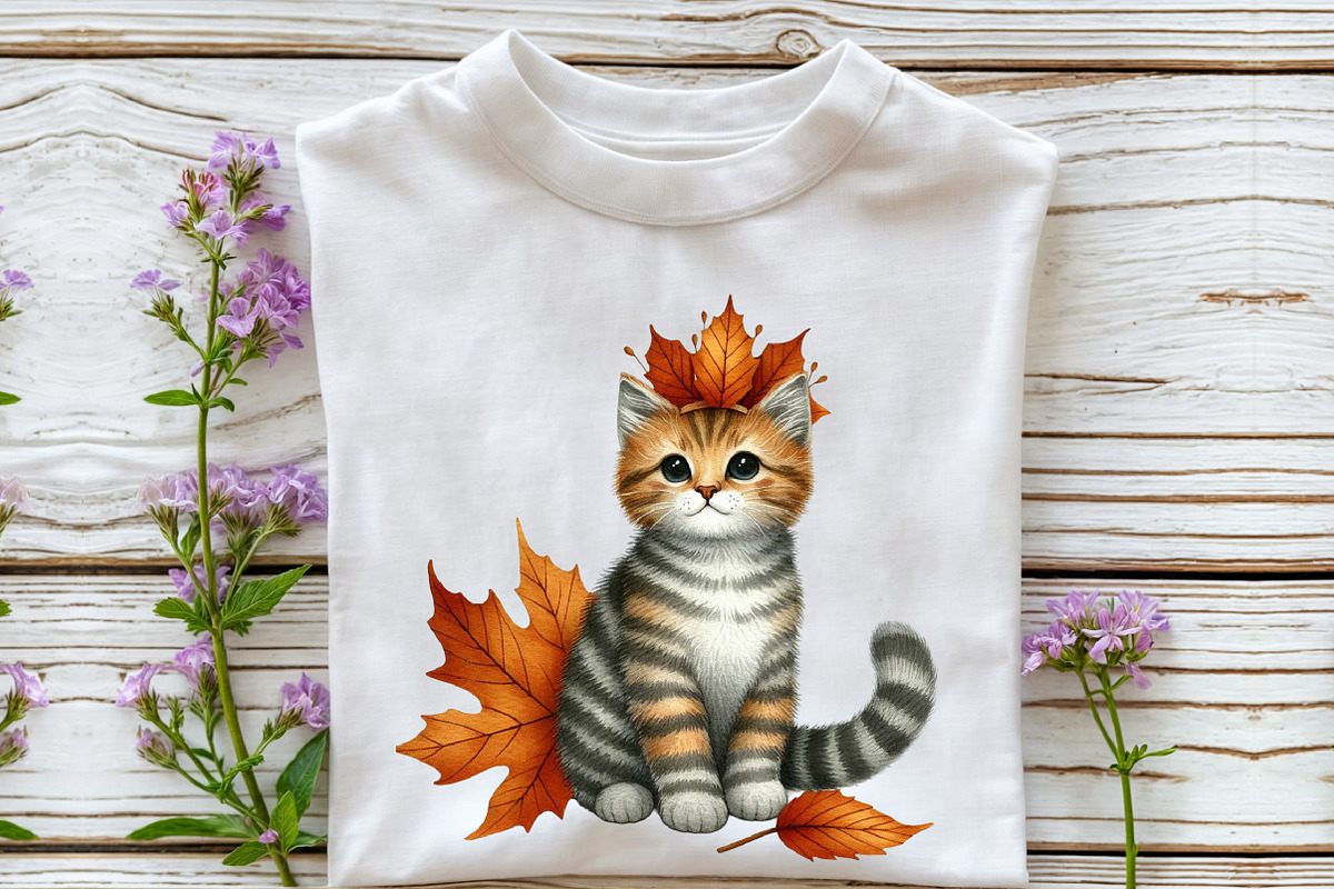 Watercolor Autumn Cat Clipart, an Illustration by Rose Art (Photo 6 of 9)
