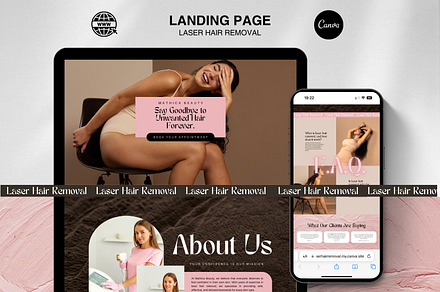 Laser Hair Removal Canva Website, a Landing Page Template by DesignsbyMariaStudio