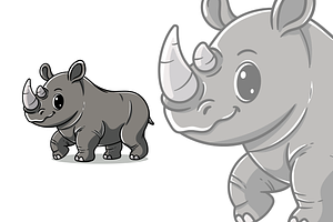 Cute rhinoceros walking cartoon