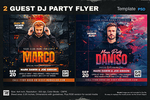 2 Guest Dj Party Flyer Template, a Flyer Template by Tarommir