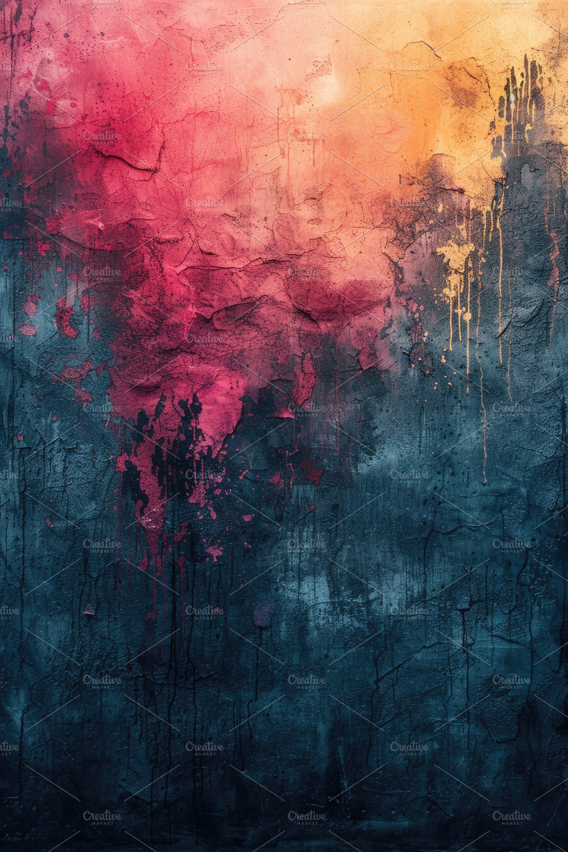 Abstract grunge texture with vibrant paint splashes and cracked, an Abstract Photo by José Manuel Gelpi