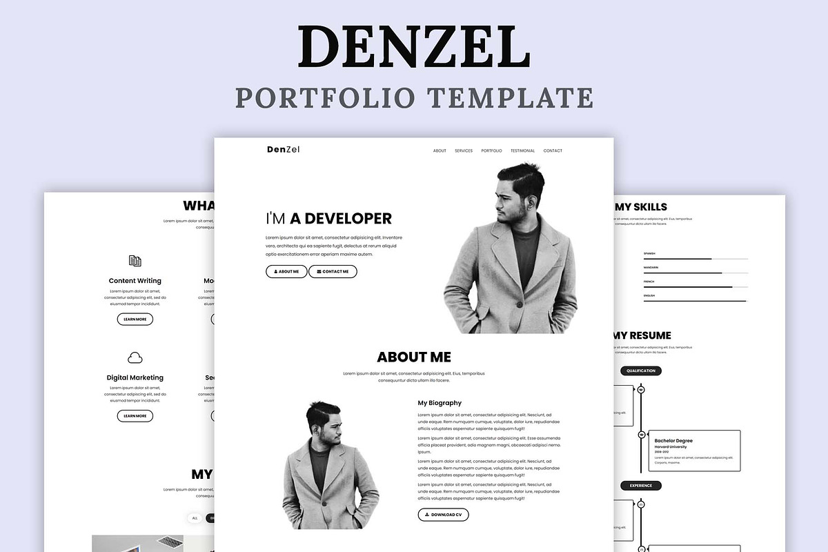 Denzel - Portfolio HTML Template, a Bootstrap Template by nandinigraphics