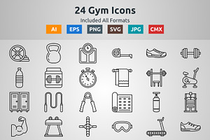 Vector Outline Icons Of Gym