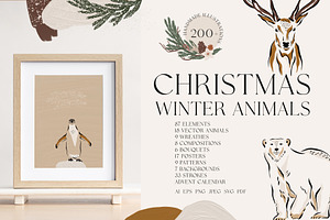 Christmas. Winter animals collection
