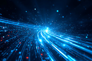 Blue Hyperspace Vortex – Neon Light, a Technology Photo by Artonix
